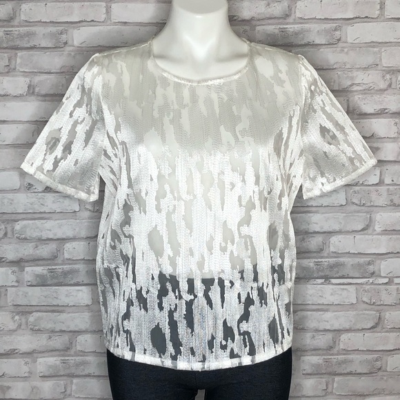 True Religion sheer camo boxy crop top NWT medium - Picture 2 of 8